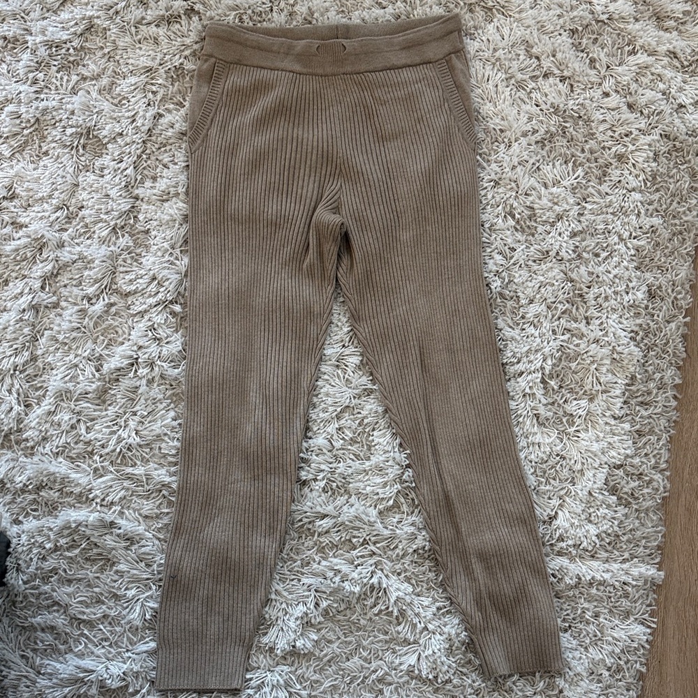 Splendid Beige Ribbed Cashmere Blend Pants Size M